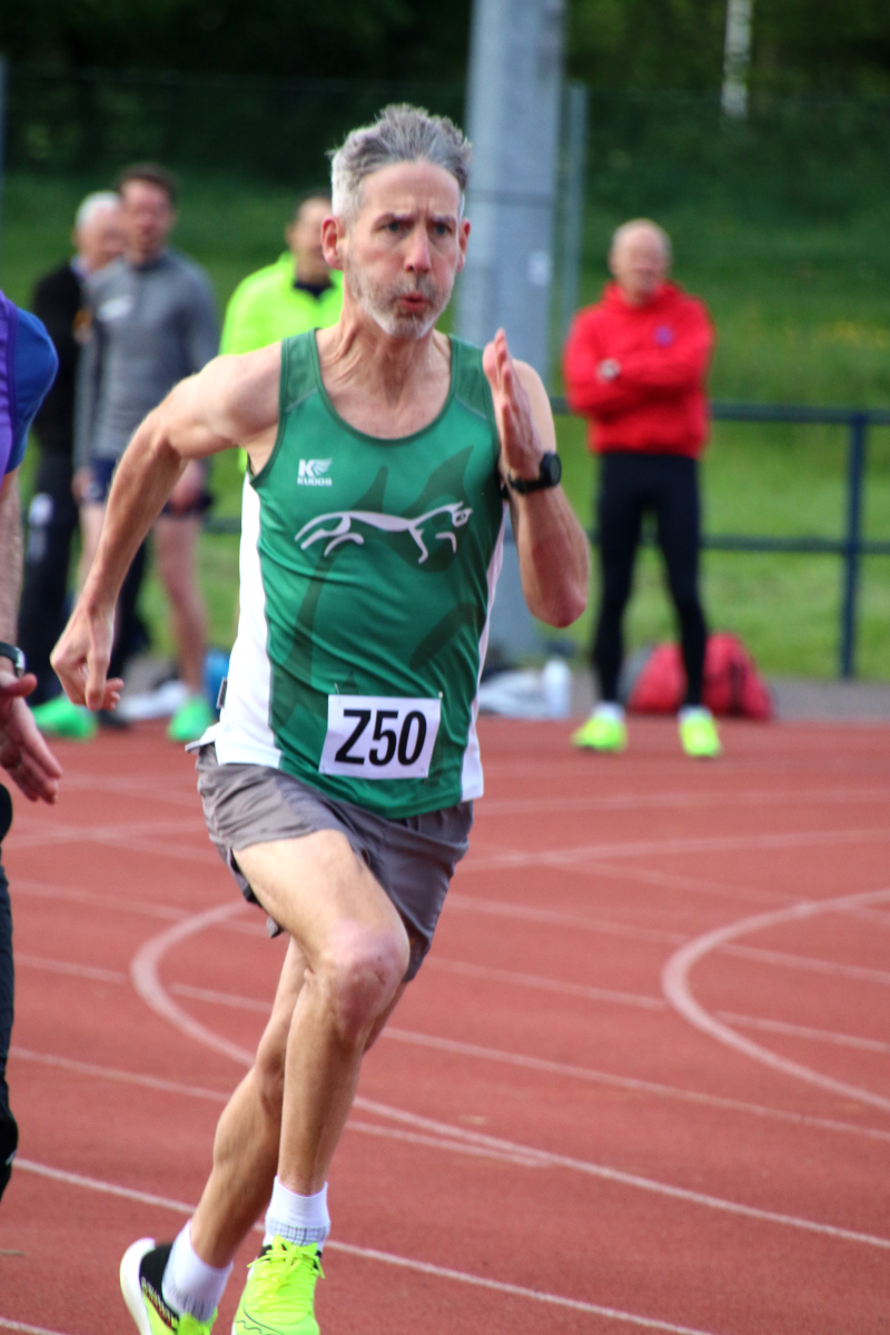 Simon Leech competing in the 100m